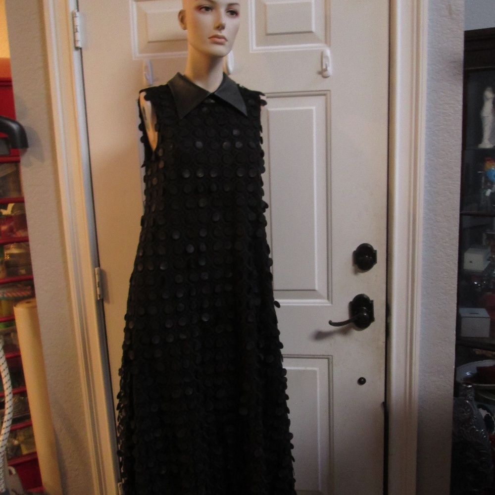 new JULIA ALERT BLACK Evening Gown A-Line Maxi Dress With Flowers Sz M